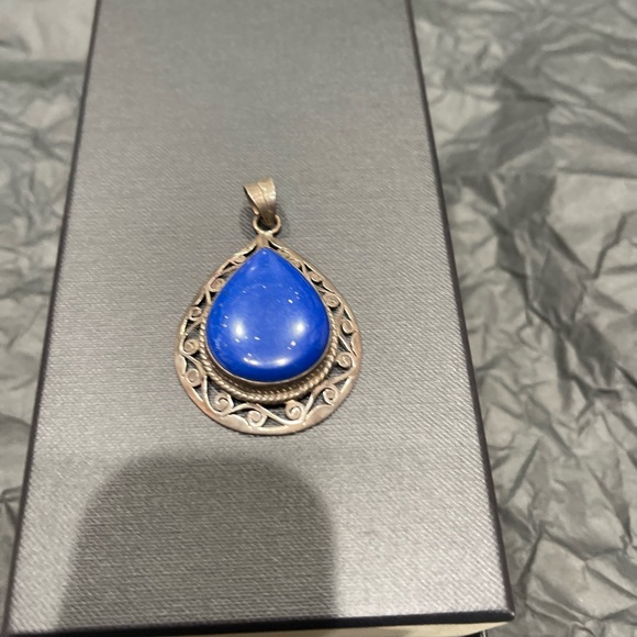 Vintage stone sterling silver pendant - Picture 3 of 8